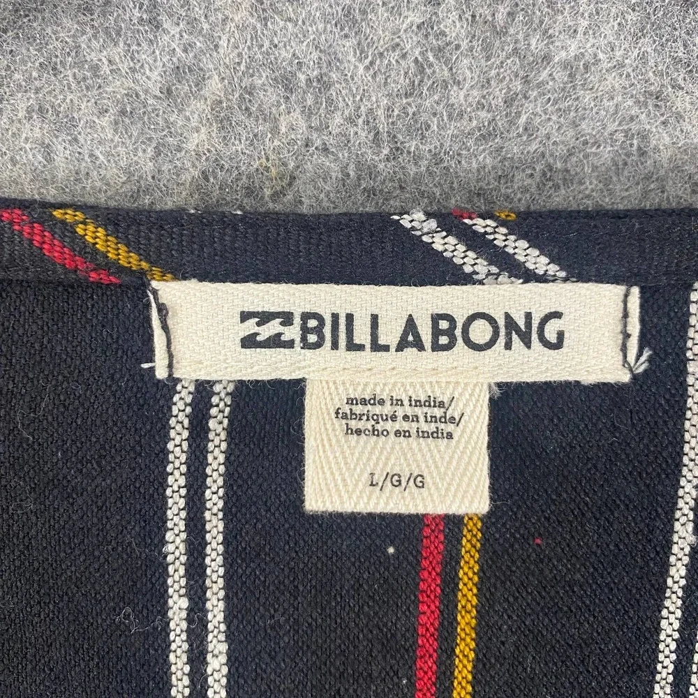 Billabong Romper Large Black Striped Play All Day V-Neck Long Sleeve - Picture 11 of 15